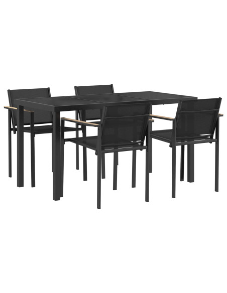 Set di Mobili da Esterno 5 pcs Nero e antracite Acciaio