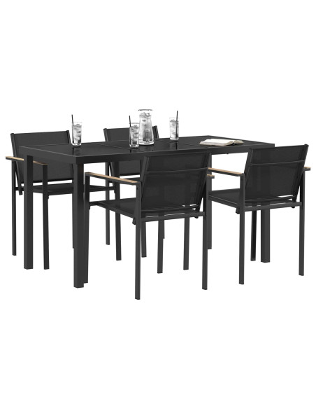 Set di Mobili da Esterno 5 pcs Nero e antracite Acciaio