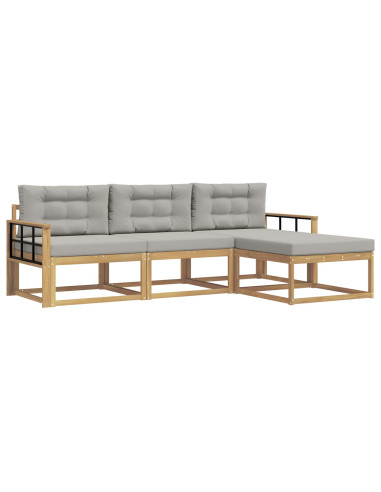 Set di divani da esterno 4 pcs Bianco e Grigio Chiaro