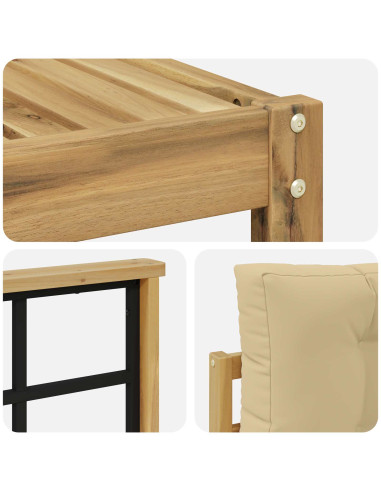 Set di divani da esterno 4 pcs Bianco e Beige Poliestere