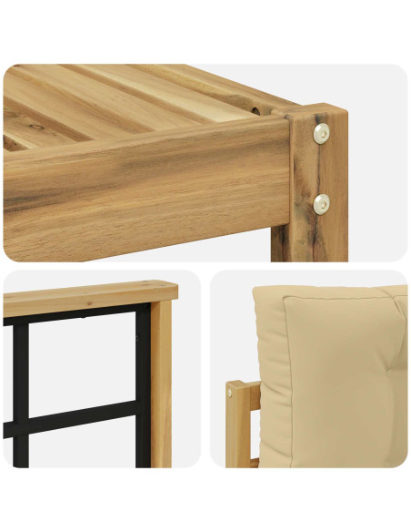 Set di divani da esterno 4 pcs Bianco e Beige Poliestere