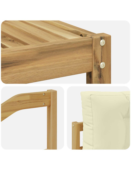 Set di divani da esterno 4 pcs Bianco e Crema Poliestere
