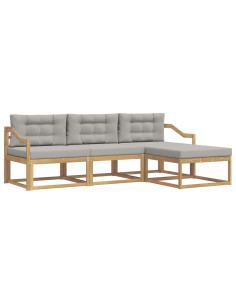 Set di divani da esterno 4 pcs Bianco e Grigio Chiaro 2