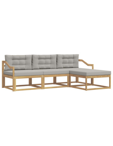 Set di divani da esterno 4 pcs Bianco e Grigio Chiaro