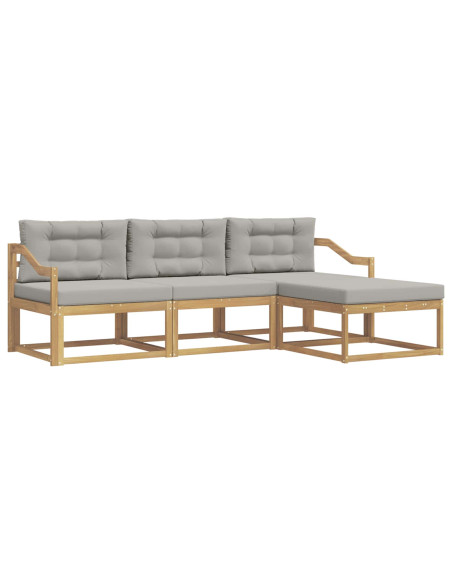 Set di divani da esterno 4 pcs Bianco e Grigio Chiaro