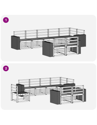 Set divani Legno di Acacia Massello