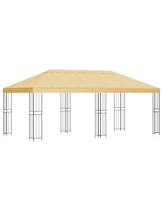 Gazebo con pareti laterali 6 x 3 m Crema Poliestere e Acciaio 2