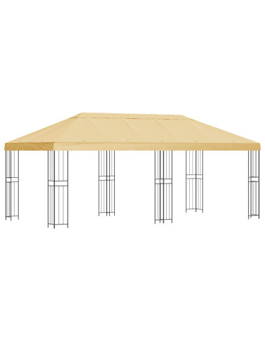 Gazebo con pareti laterali 6 x 3 m Crema Poliestere e Acciaio