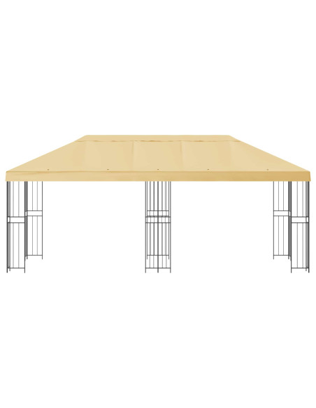 Gazebo con pareti laterali 6 x 3 m Crema Poliestere e Acciaio