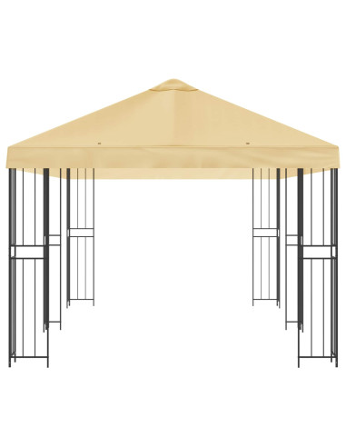 Gazebo con pareti laterali 6 x 3 m Crema Poliestere e Acciaio