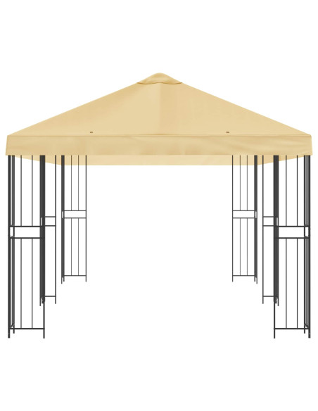 Gazebo con pareti laterali 6 x 3 m Crema Poliestere e Acciaio