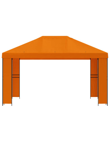 Gazebo 4 × 3 m Arancione Poliestere e Acciaio 190