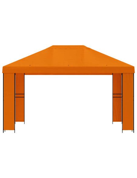 Gazebo 4 × 3 m Arancione Poliestere e Acciaio 190