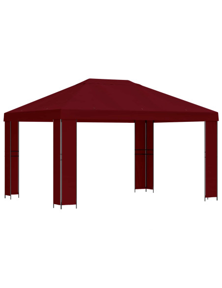 Gazebo 4 × 3 m Borgogna Poliestere e Acciaio 190