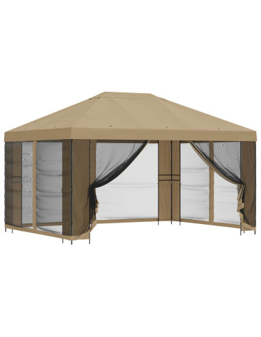Gazebo da giardino con pareti laterali 4 × 3 m Beige