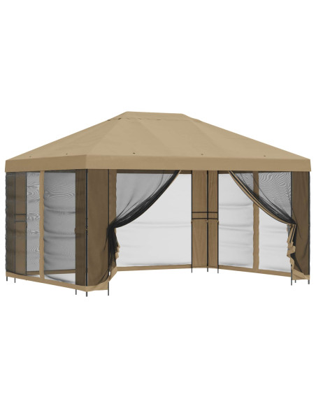 Gazebo da giardino con pareti laterali 4 × 3 m Beige