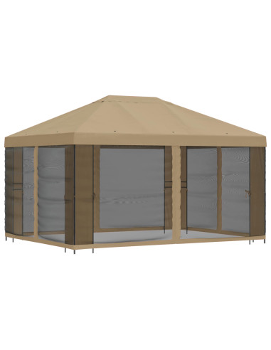 Gazebo da giardino con pareti laterali 4 × 3 m Beige