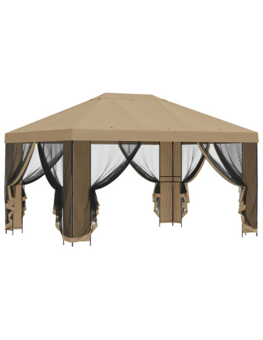 Gazebo da giardino con pareti laterali 4 × 3 m Beige