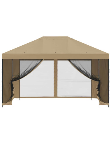 Gazebo da giardino con pareti laterali 4 × 3 m Beige