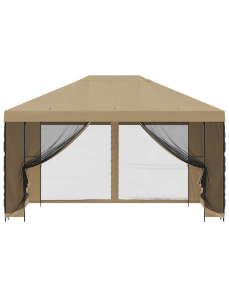 Gazebo da giardino con pareti laterali 4 × 3 m Beige