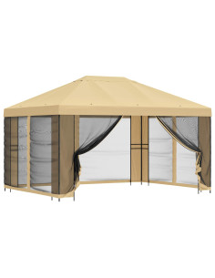 Gazebo da giardino con pareti laterali 4 × 3 m Crema 2