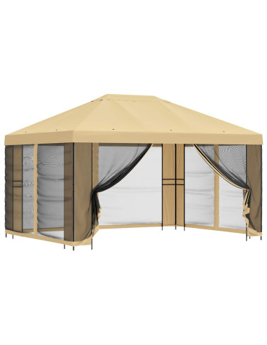 Gazebo da giardino con pareti laterali 4 × 3 m Crema