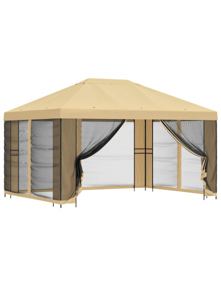 Gazebo da giardino con pareti laterali 4 × 3 m Crema
