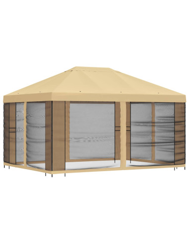 Gazebo da giardino con pareti laterali 4 × 3 m Crema