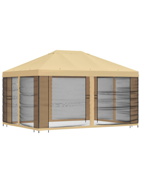 Gazebo da giardino con pareti laterali 4 × 3 m Crema