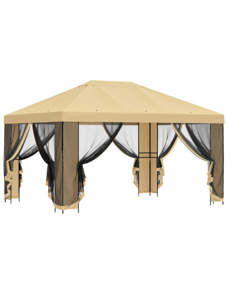 Gazebo da giardino con pareti laterali 4 × 3 m Crema
