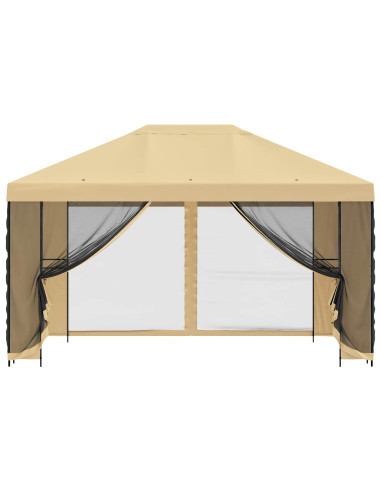 Gazebo da giardino con pareti laterali 4 × 3 m Crema