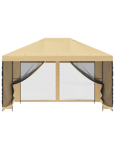 Gazebo da giardino con pareti laterali 4 × 3 m Crema