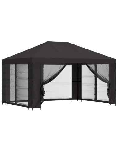 Gazebo da giardino con pareti laterali 4 × 3 m Antracite