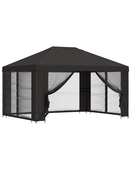 Gazebo da giardino con pareti laterali 4 × 3 m Antracite