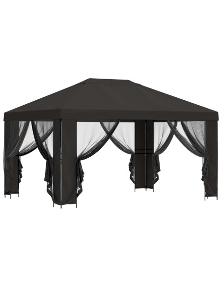 Gazebo da giardino con pareti laterali 4 × 3 m Antracite