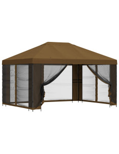 Gazebo da giardino con pareti laterali 4 × 3 m Tortora 2