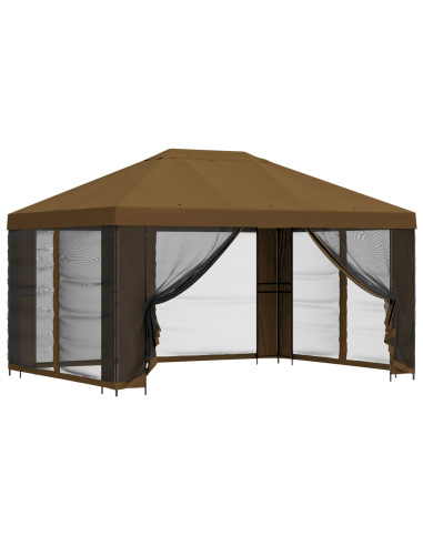 Gazebo da giardino con pareti laterali 4 × 3 m Tortora