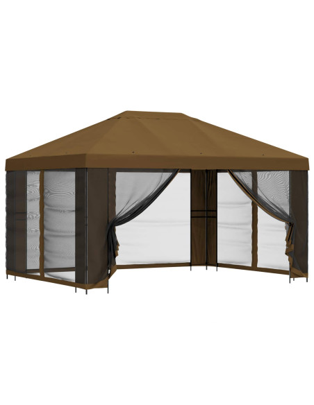 Gazebo da giardino con pareti laterali 4 × 3 m Tortora