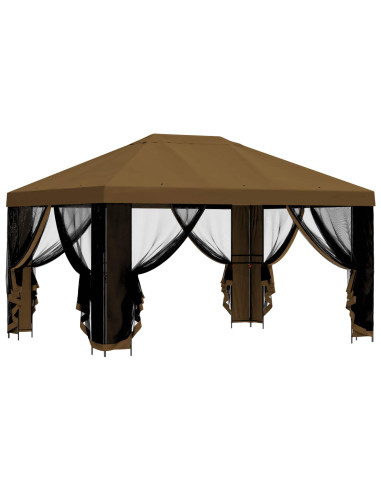 Gazebo da giardino con pareti laterali 4 × 3 m Tortora
