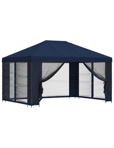 Gazebo da giardino con pareti laterali 4 × 3 m Blu