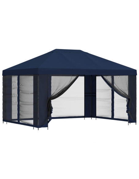 Gazebo da giardino con pareti laterali 4 × 3 m Blu