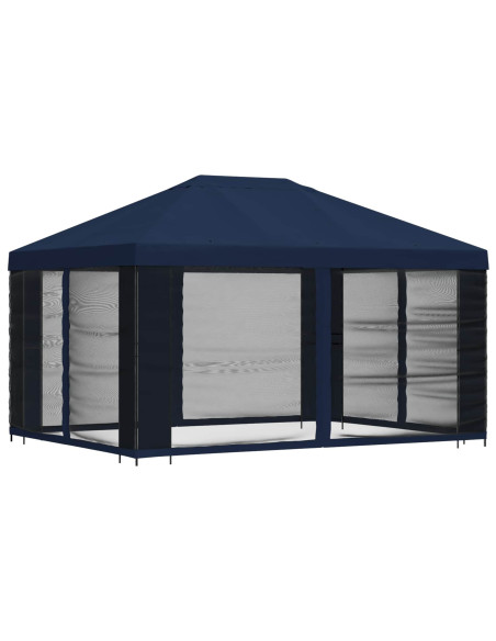 Gazebo da giardino con pareti laterali 4 × 3 m Blu