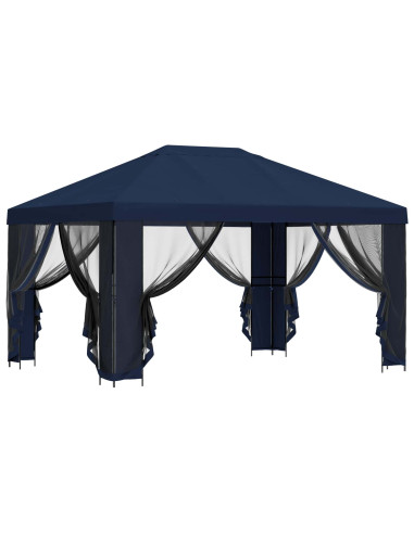 Gazebo da giardino con pareti laterali 4 × 3 m Blu