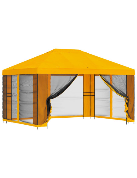 Gazebo da giardino con pareti laterali 4 × 3 m Giallo