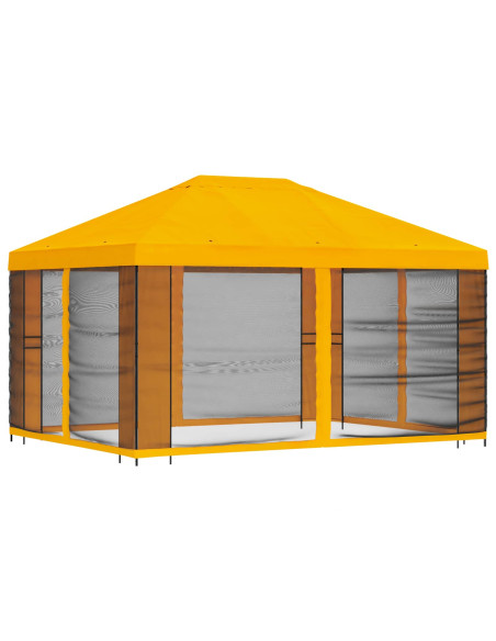 Gazebo da giardino con pareti laterali 4 × 3 m Giallo