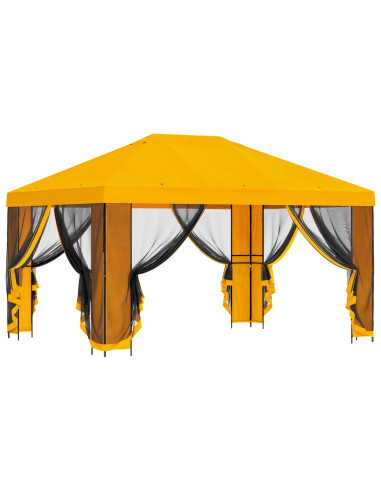 Gazebo da giardino con pareti laterali 4 × 3 m Giallo