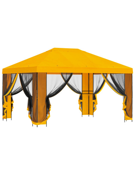 Gazebo da giardino con pareti laterali 4 × 3 m Giallo