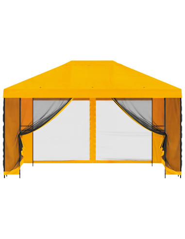 Gazebo da giardino con pareti laterali 4 × 3 m Giallo