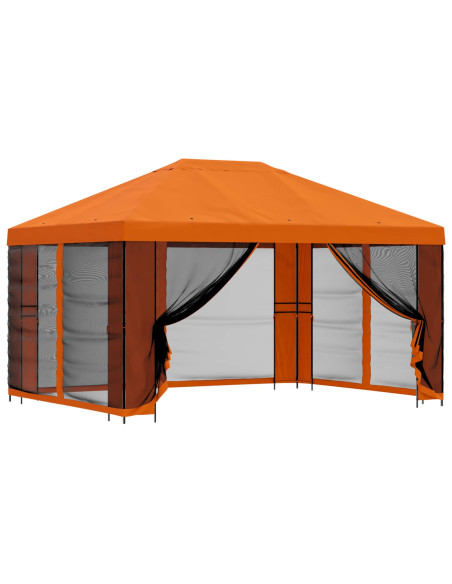 Gazebo da giardino con pareti laterali 4 × 3 m Arancione