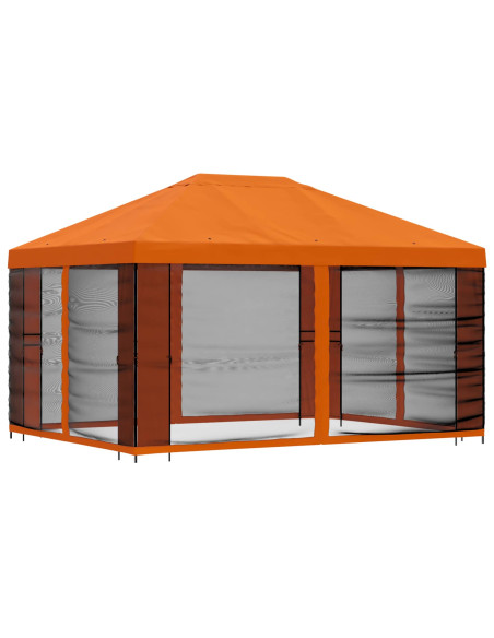 Gazebo da giardino con pareti laterali 4 × 3 m Arancione